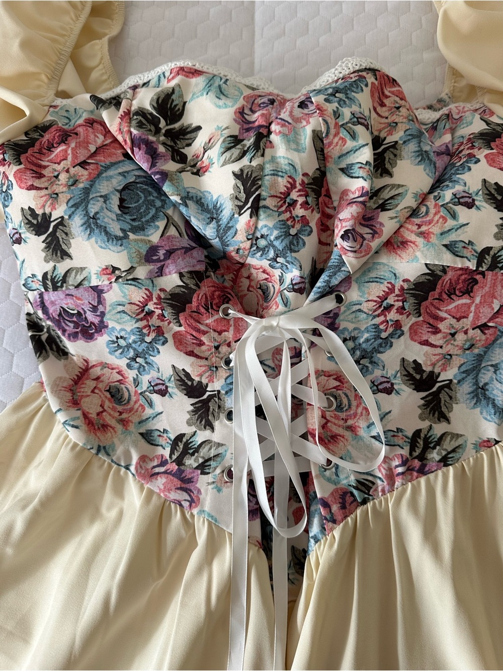 Cottagecore Floral Corset Puff Sleeve Midi Dress 2XL#prairie#coquette#plussize - Picture 7 of 8